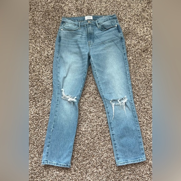 FRAME Blue Le High Straight Leg Stretch Denim Jeans Women's 27 (0708) - Picture 2 of 14